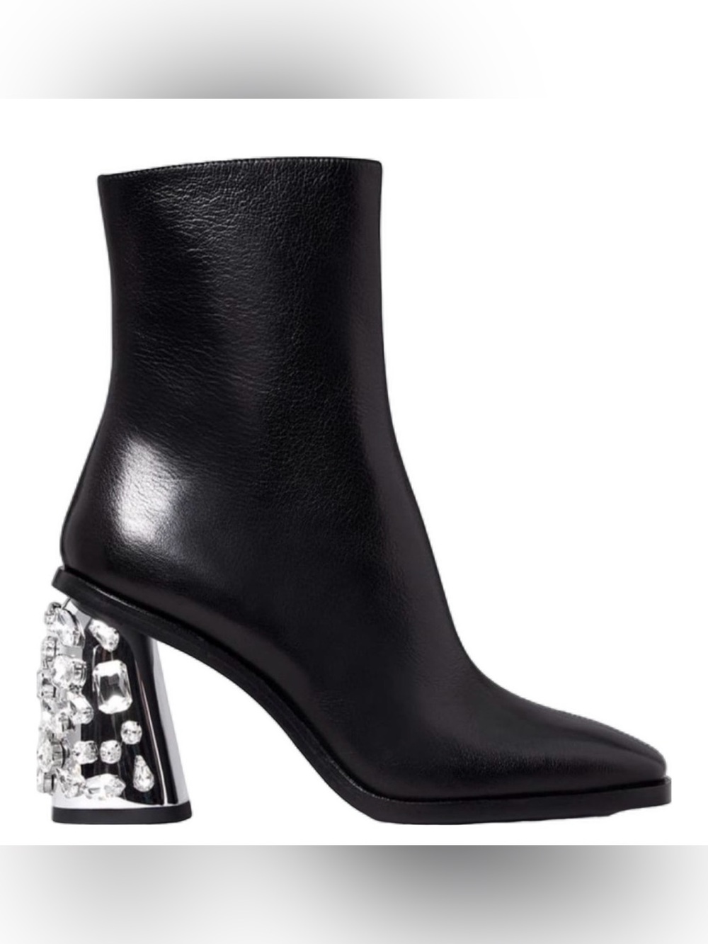 Tory Burch Black Leather Jeweled Block Heel Ankle Boot